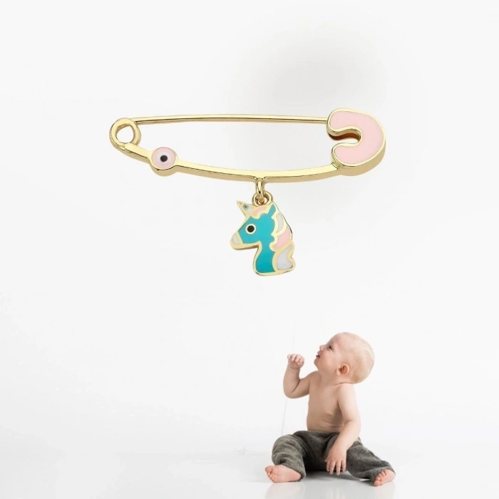 14 Ayar Altın Unicorn Bebek İğnesi