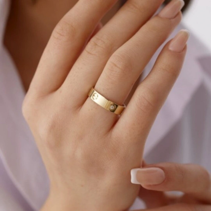 14 Ayar Altn Çivili Alyans 5mm