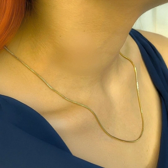 14 Ayar İtalyan Tasarımı Oval Altın Zincir