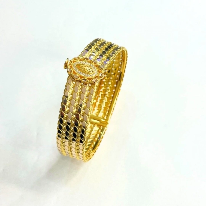 Sarı Altın 4 Sıra Pullu Tuğralı Kelepçe