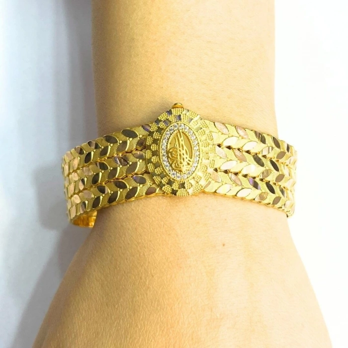 Sarı Altın 6 Sıra Pullu Tuğra Kelepçe