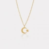 14 Ayar Altın Ay Yıldız Kolye