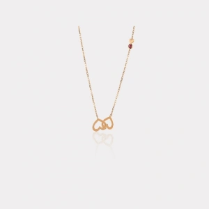 14 Ayar Altın İç İçe Kalp Kolye