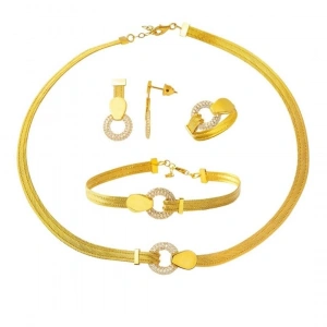 14 Ayar Altın Taşlı Trabzon Hasır Set Takımı