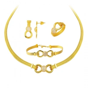 22 Ayar Altın 3 Sıra Taşlı Trabzon Hasır Set Takımı