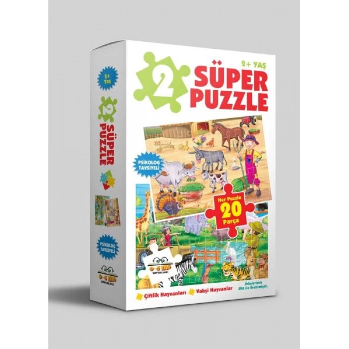 2 Süper Puzzle - Çiftlik Hayvanları - Vahşi Hayvanlar 2+ Yaş