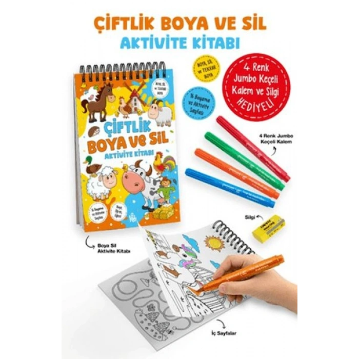 Çiftlik - Boya ve Sil Aktivite Kitabı / 3 Yaş +