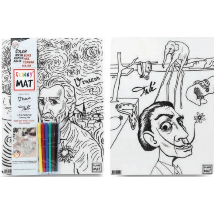 Funny Mat - Vıncent Van Gogh Ve Salvador Dalı 6Lı Kalem Hediyeli 30 x 40 cm