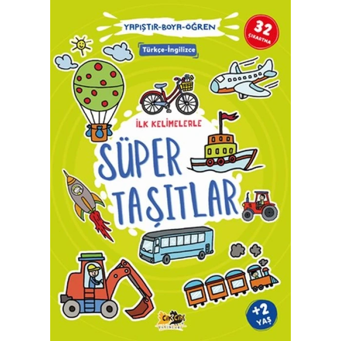 İlk Kelimelerle Süper Taşıtlar Yapıştır-Boya-Öğren