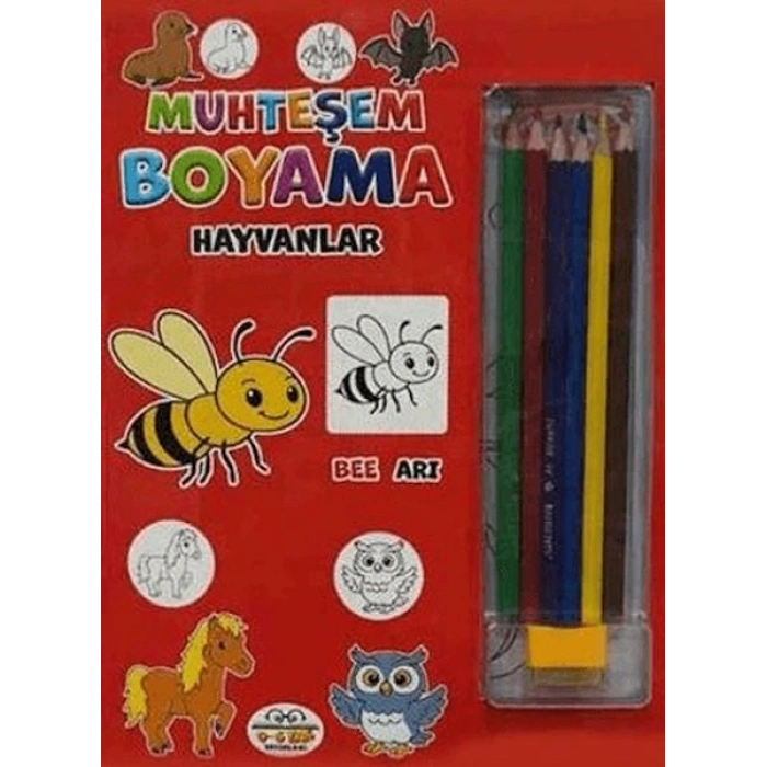 Muhteşem Boyama - Hayvanlar + 6lı Boya Kalemi