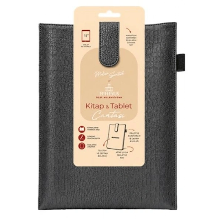Yeni Nesil Kitap ve Tablet Çantası - Özel Deri Dokulu Antrasit