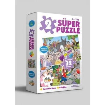 2 Süper Puzzle - Nasrettin Hoca Keloğlan +4 Yaş