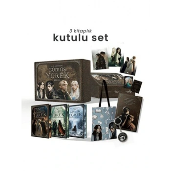 Gümüş Yürek Serisi - Üç Kitaplık Hediyeli Yan Boyamalı Kutu