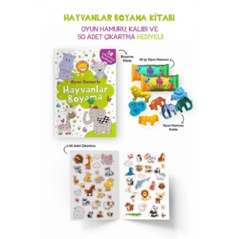 Hayvanlar Boyama Kitabı - Oyun Hamurlu - 3 Yaş +