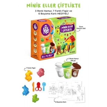 Minik Eller Çiftlikte Oyun Hamuru Seti (16 Parça - 340 Gr)
