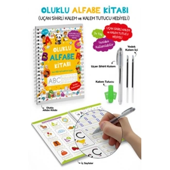 Oluklu Alfabe Kitabı / Uçan Sihirli Kalem ve Kalem Tutucu Hediyeli - 3+