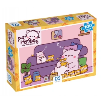 Pembe Kedi Puzzle 100