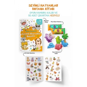 Sevimli Hayvanlar Boyama Kitabı - Oyun Hamurlu - 3 Yaş +