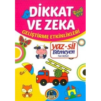 Yaz-Sil Dikkat ve Zeka Bitmeyen Yazı Defteri+Tahta Kalem