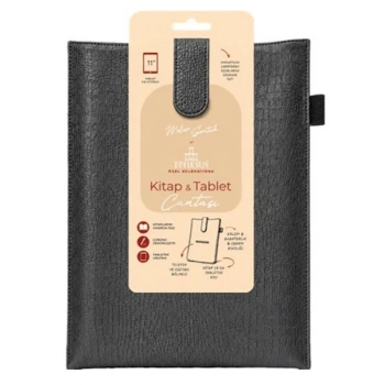 Yeni Nesil Kitap ve Tablet Çantası - Özel Deri Dokulu Antrasit