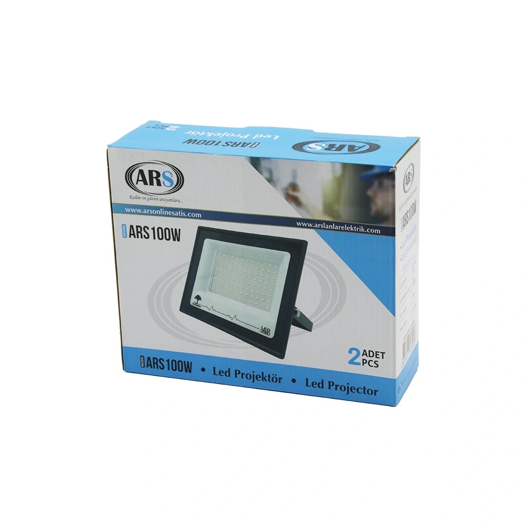 ARS KOD-344046 MODEL-ARS100W ( 2PCS ) ( 100W ) LED PROJEKTÖR ( 19X15.5CM) (AYDINLATMA AÇISI: 120°) (50.000 SAAT ÖMÜR)*10