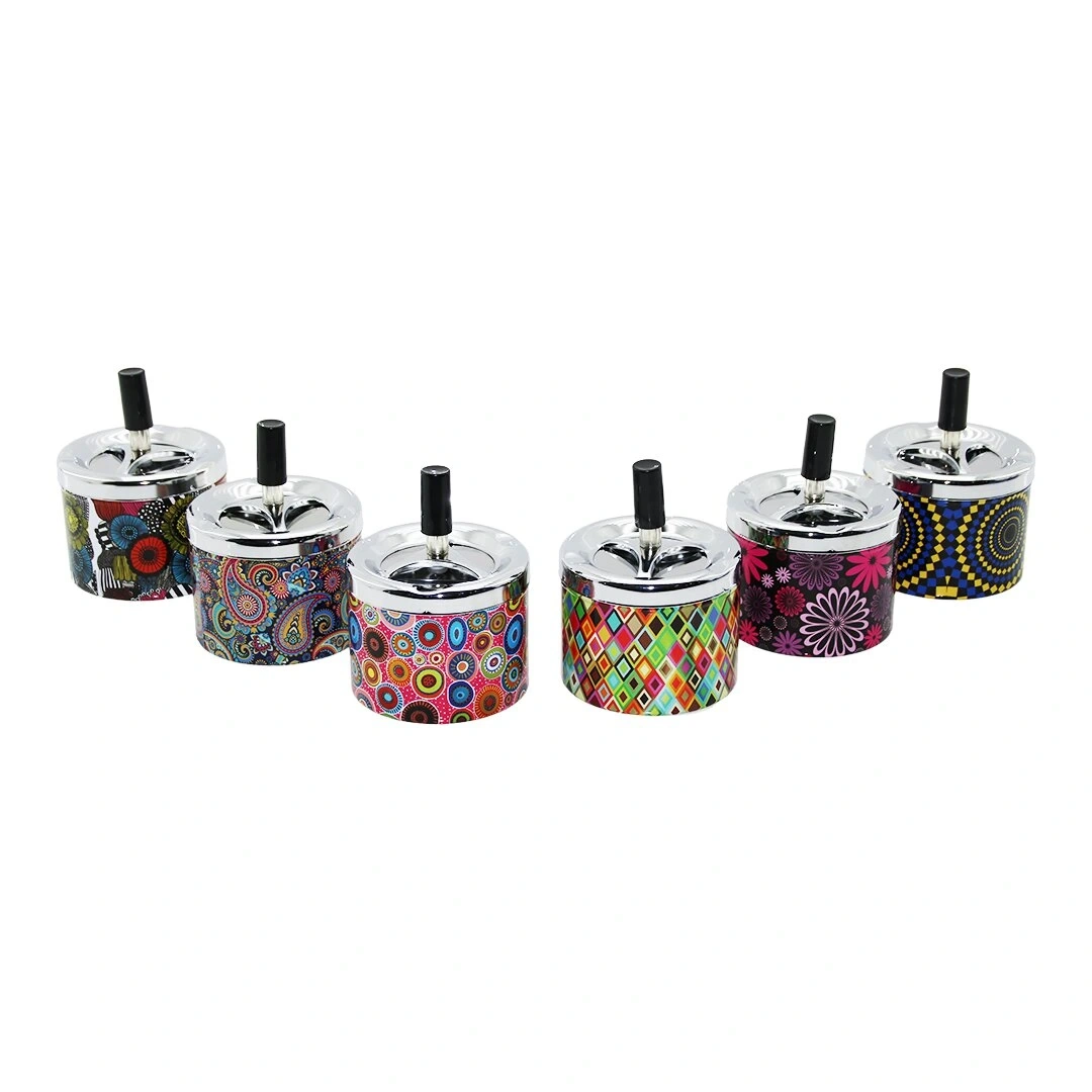 ASHTRAY YAKUT-11472 ( YUVARLAK & METAL ) ( BASMALI ) KÜLLÜK ( RENKLİ DESENLİ )*120