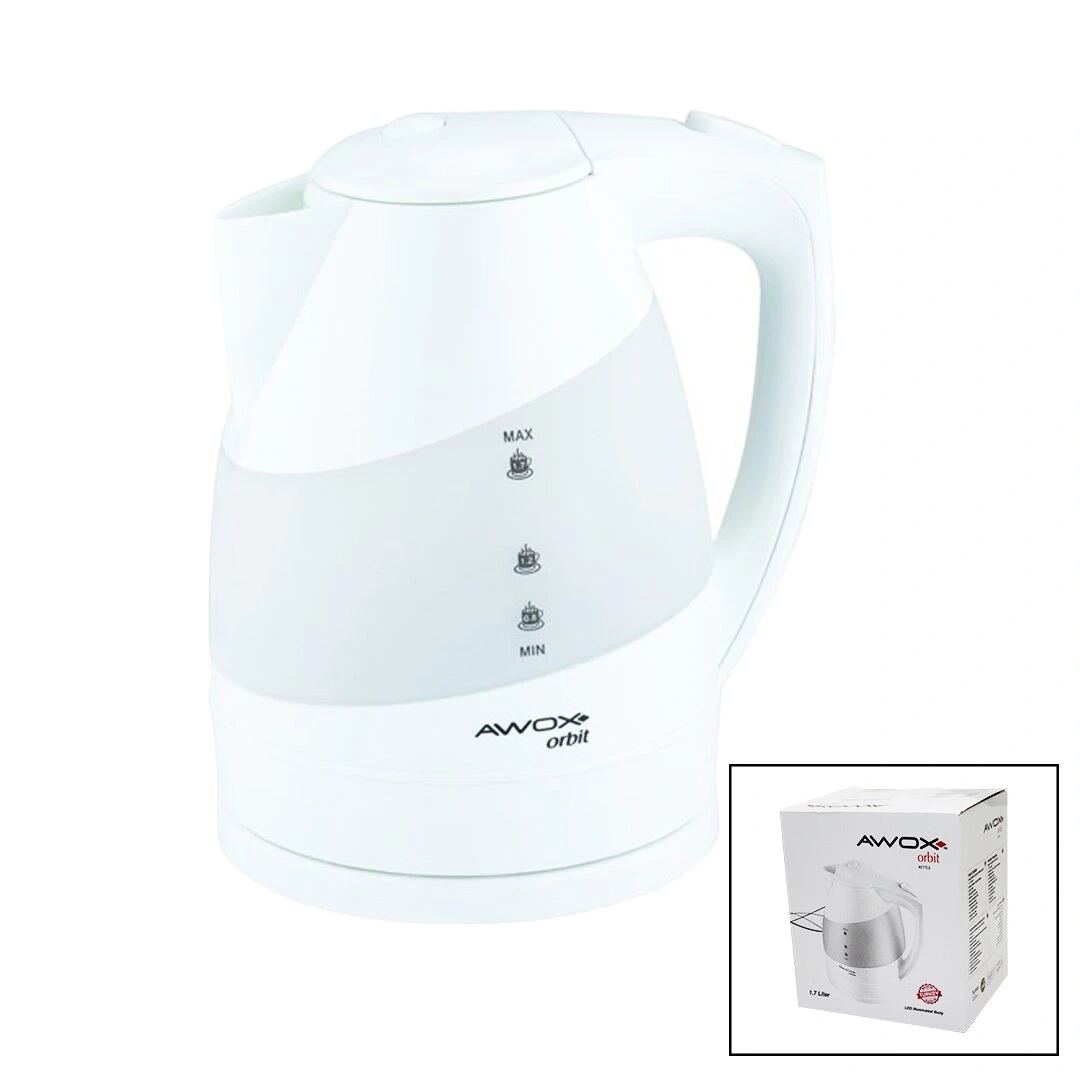 AWOX ( BEYAZ ) ORBİT KETTLE SU ISITICISI (1.7LT) (2000W) (360° & LED AYDINLATMALI ŞEFFAF GÖVDE) (GİZLİ REZİSTANS) (KİLİTLİ KAPAK)*16