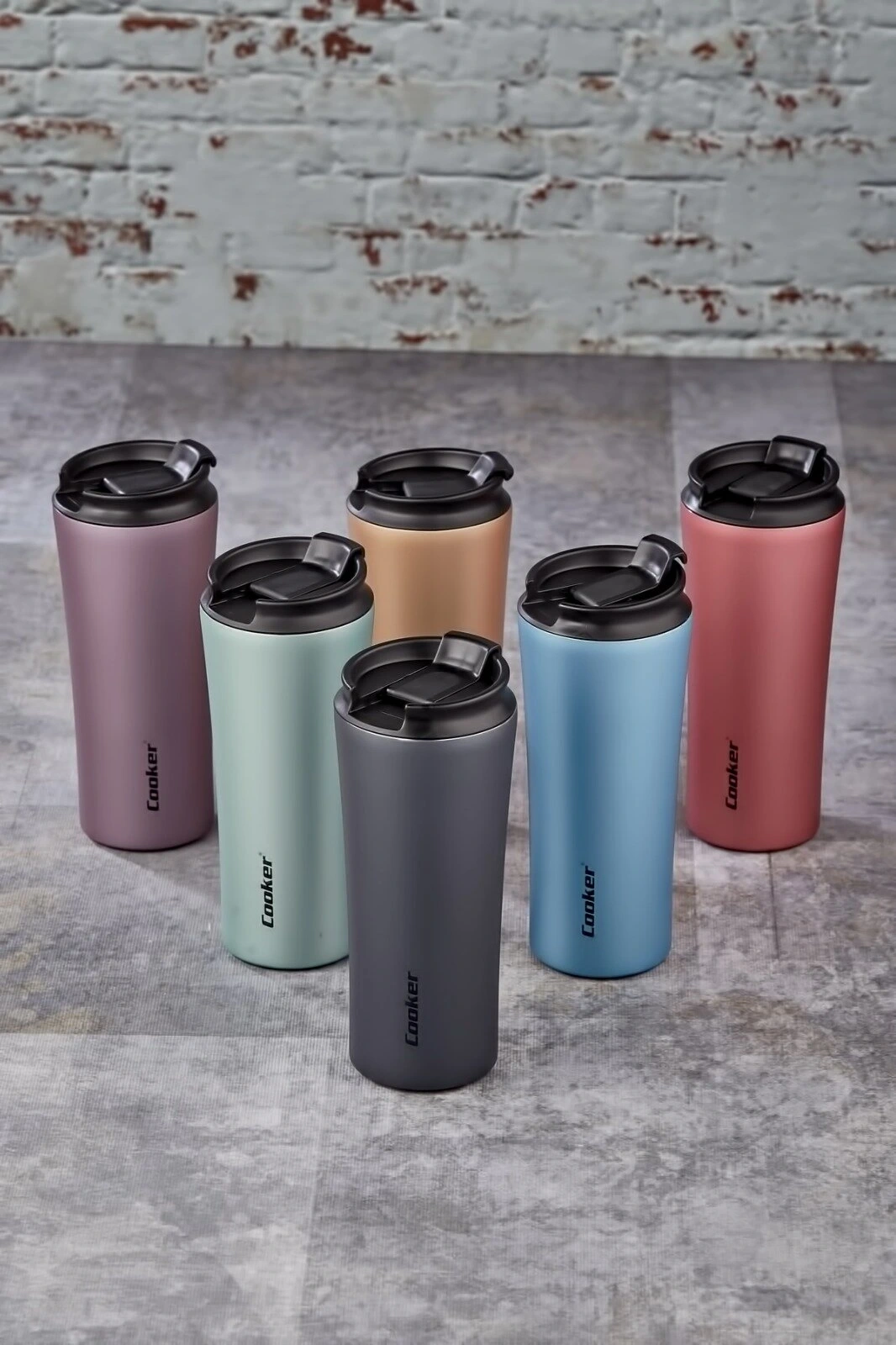 COOKER CKR-2050 ( 400ML ) TERMOS BARDAK RENKLİ ( PASLANMAZ ÇELİK & KAYDIRMAZ TPR TABAN & SIZDIRMAZ KAPAK )*24