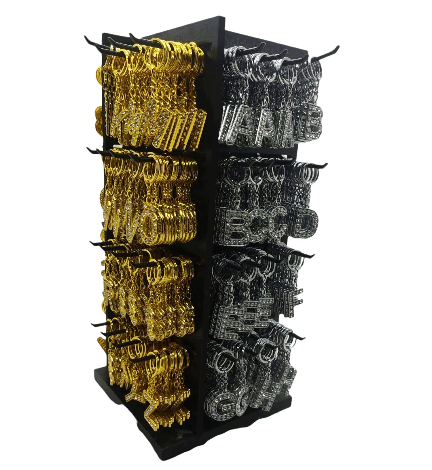 DÖNER STANDLI TAŞLI HARFLİ ALTIN & GÜMÜŞ ANAHTARLIK*768X1