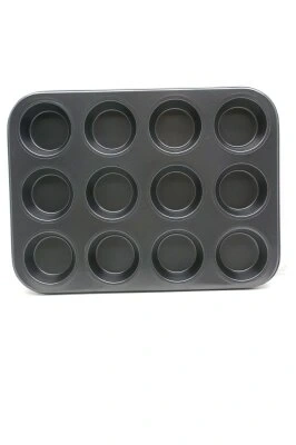 ENFA RA-124 ( 12 GÖZLÜ ) ( METAL & SİYAH ) ( DÜZ ) MUFFIN KALIP*60