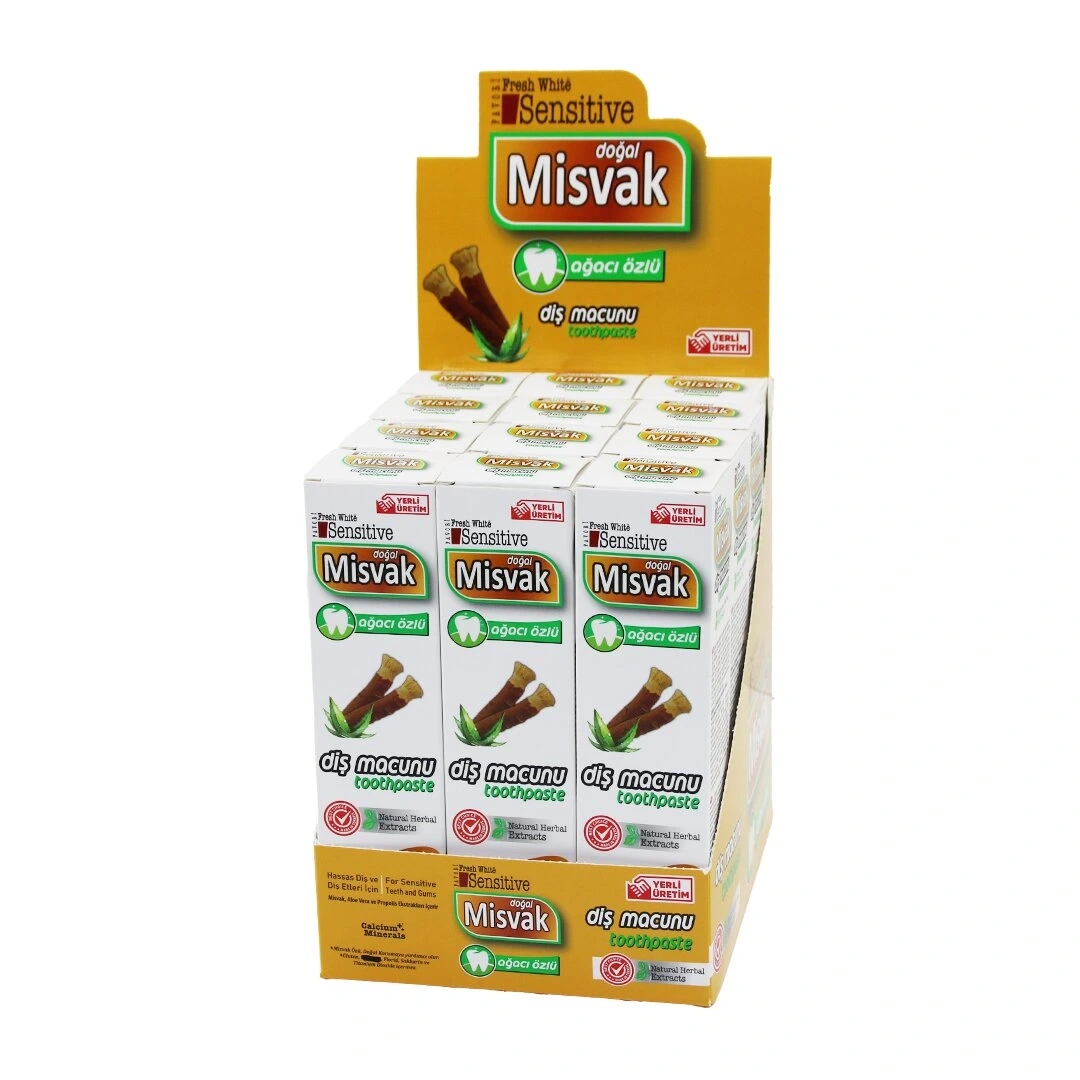 FAVORİ FRESH WHİTE SENSİTİVE MIS-01 ( DOĞAL MİSVAK AĞACI ÖZLÜ ) DİŞ MACUNU ( 75ML/120GR )*12X8