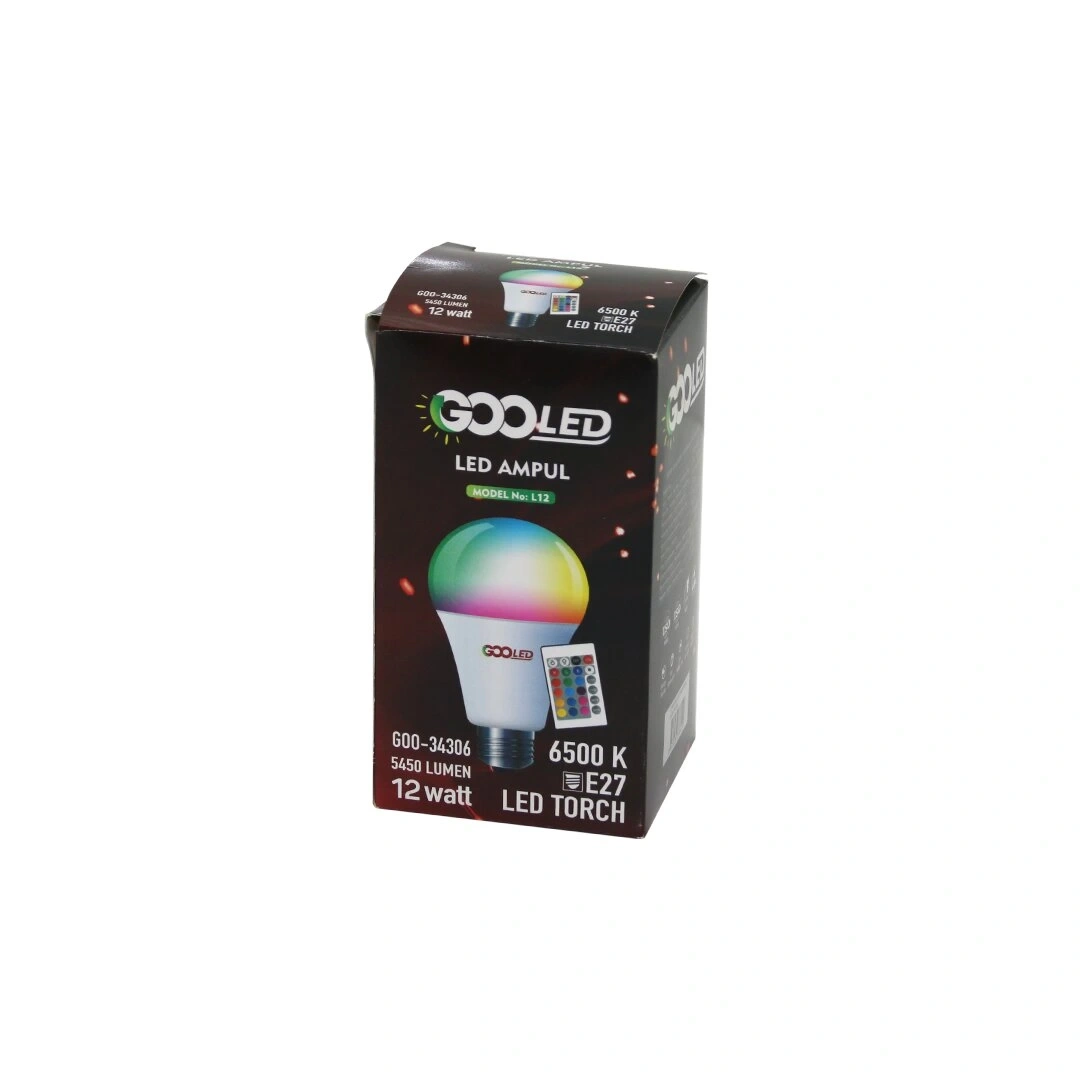 GOOLED NO-L12 GOO-34306 ( 12W ) ( KUMANDALI ) (RGB=RENKLİ) LED AMPUL (E27) (5450 LUMEN) (6500K) (15000 SAAT ÖMÜR)*180