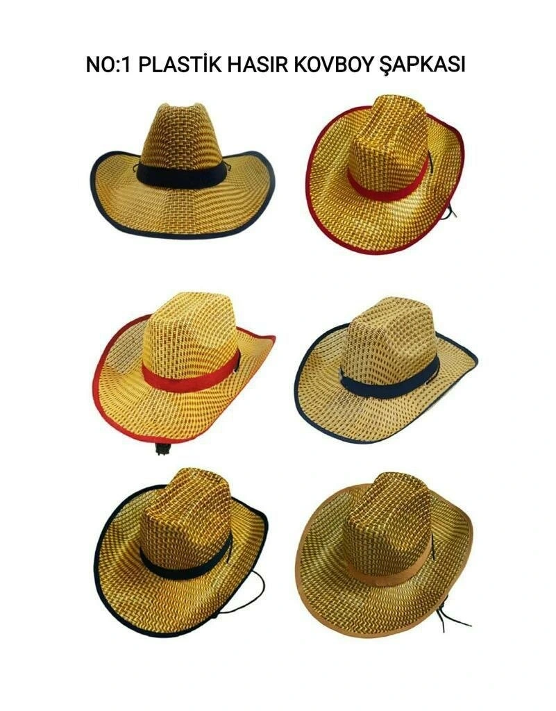 İBİCO HS-10806 ( PLASTİK HASIR ) ( ERKEK ) ( FOTER ) ( KOVBOY ŞAPKA ) ( KUMAŞ KENAR & KUŞAK )*420