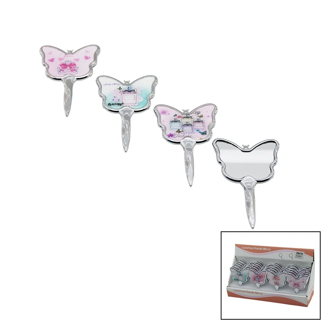 İBİCO İ15-038 ( KELEBEK ) SAPLI ( CEP & ÇANTA ) TEK TARAFLI MAKYAJ AYNASI*24X16