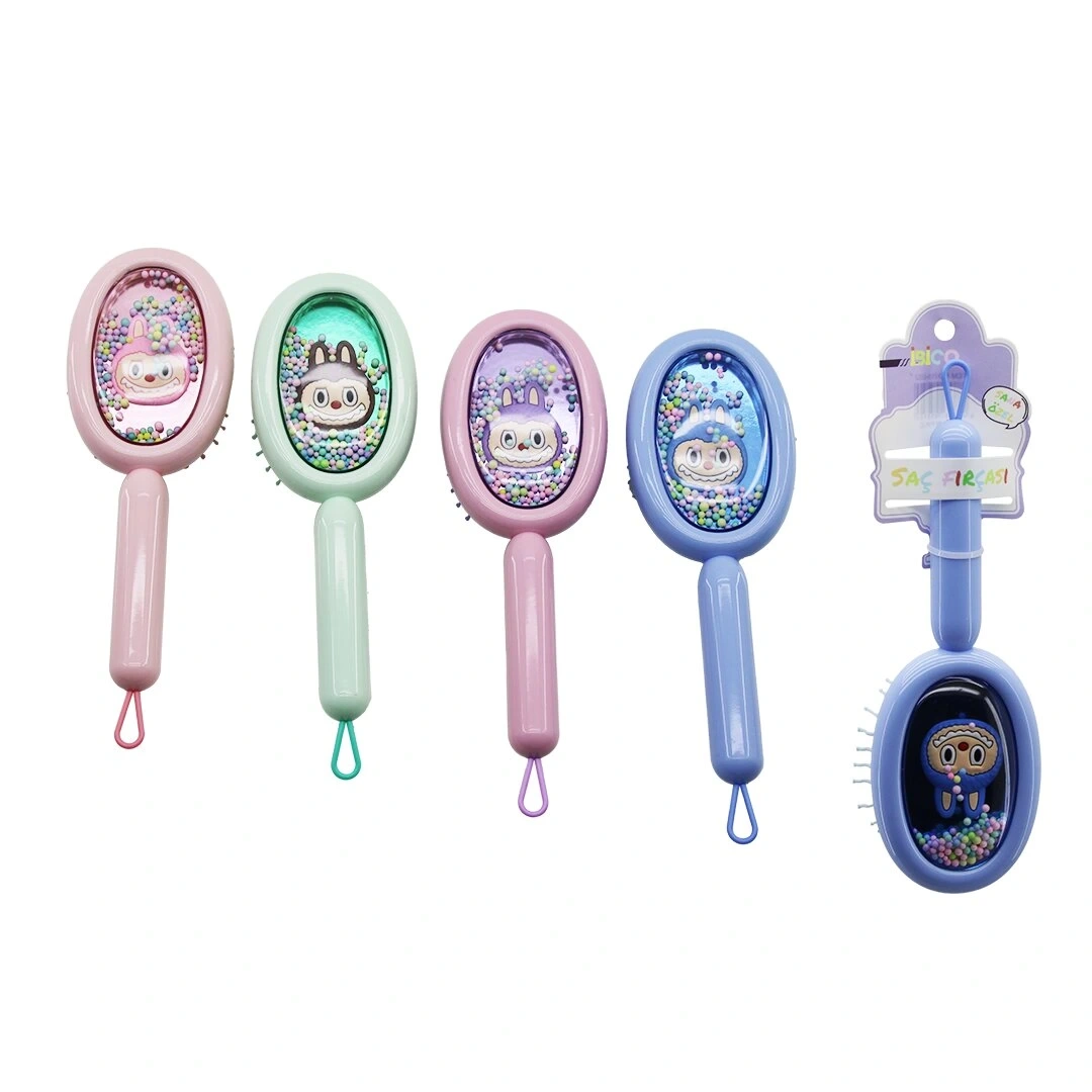 İBİCO İ15-052 (OVAL) ÇOCUK SAÇ FIRÇASI=(PLS) & TARAK (PENCERELİ RENKLİ PLS.SAP=POP MART & HAREKETLİ TOPLAR)*12X20