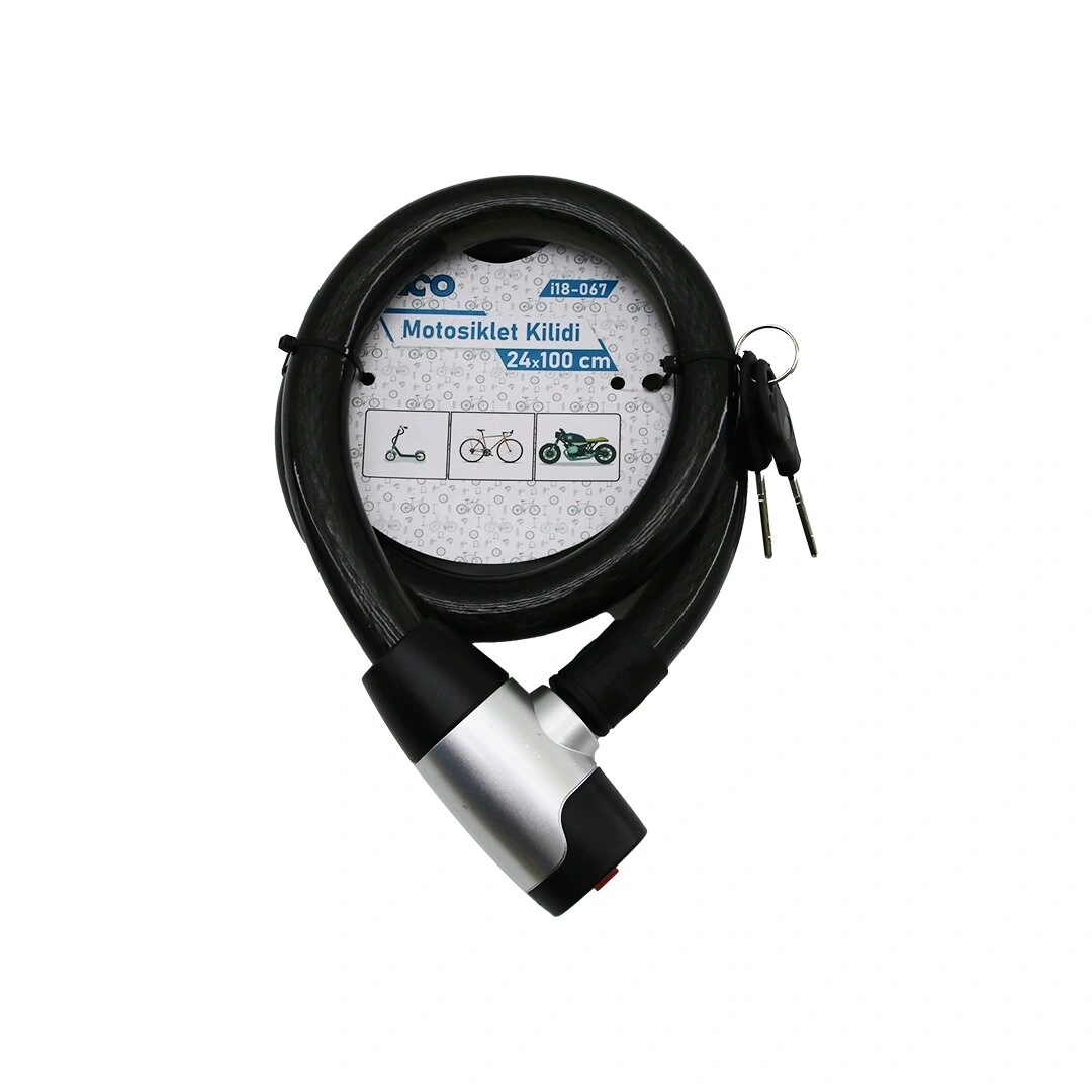İBİCO İ18-067 ( ANAHTARLI ) MOTOR & BİSİKLET KİLİT ( 24MMX100CM )*50