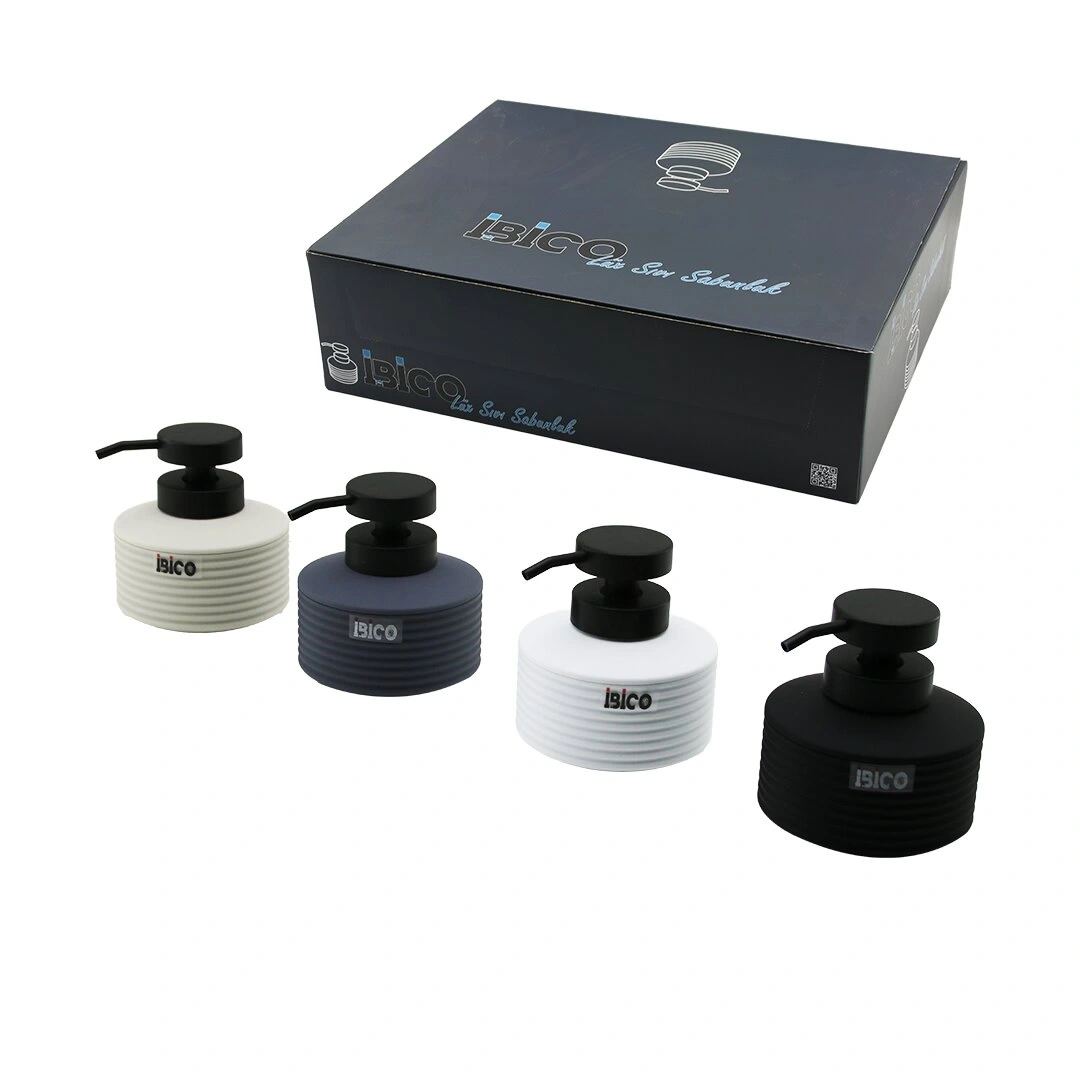 İBİCO İ21-049 ( YUVARLAK & DÜZ ÇİZGİLİ ) RENKLİ PLASTİK SIVI SABUNLUK*12X4