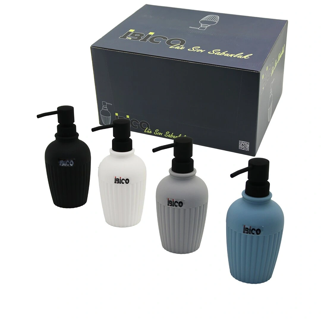 İBİCO İ21-053 ( OVAL & DİK ÇİZGİLİ ) RENKLİ PLASTİK SIVI SABUNLUK*12X4