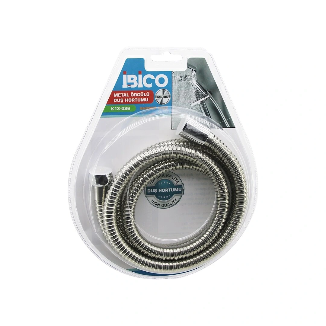 İBİCO K13-026 ( METAL ÖRGÜLÜ ) DUŞ HORTUMU ( 1.5MT ) ( VAKUMLU AMBALAJ ) ( ANTİ TWİST=DOLANMAZ-KIVRILMAZ-KOPMAZ )*72