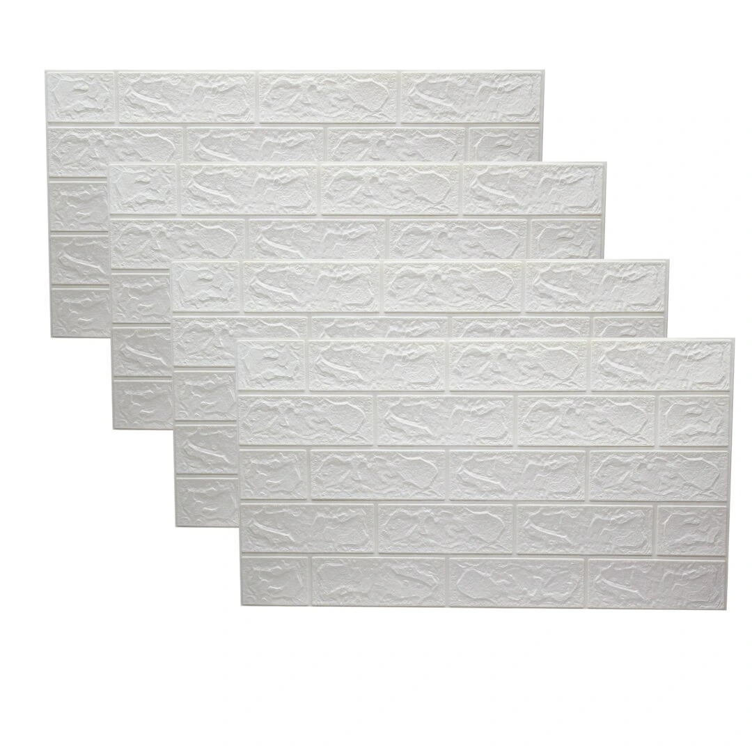 İBİCO ( KABARTMA & KÖPÜK PANEL ) ( BEYAZ & TUĞLA DESEN ) YAPIŞKANLI DUVAR KAĞIT ( 70X38CM )*5X80