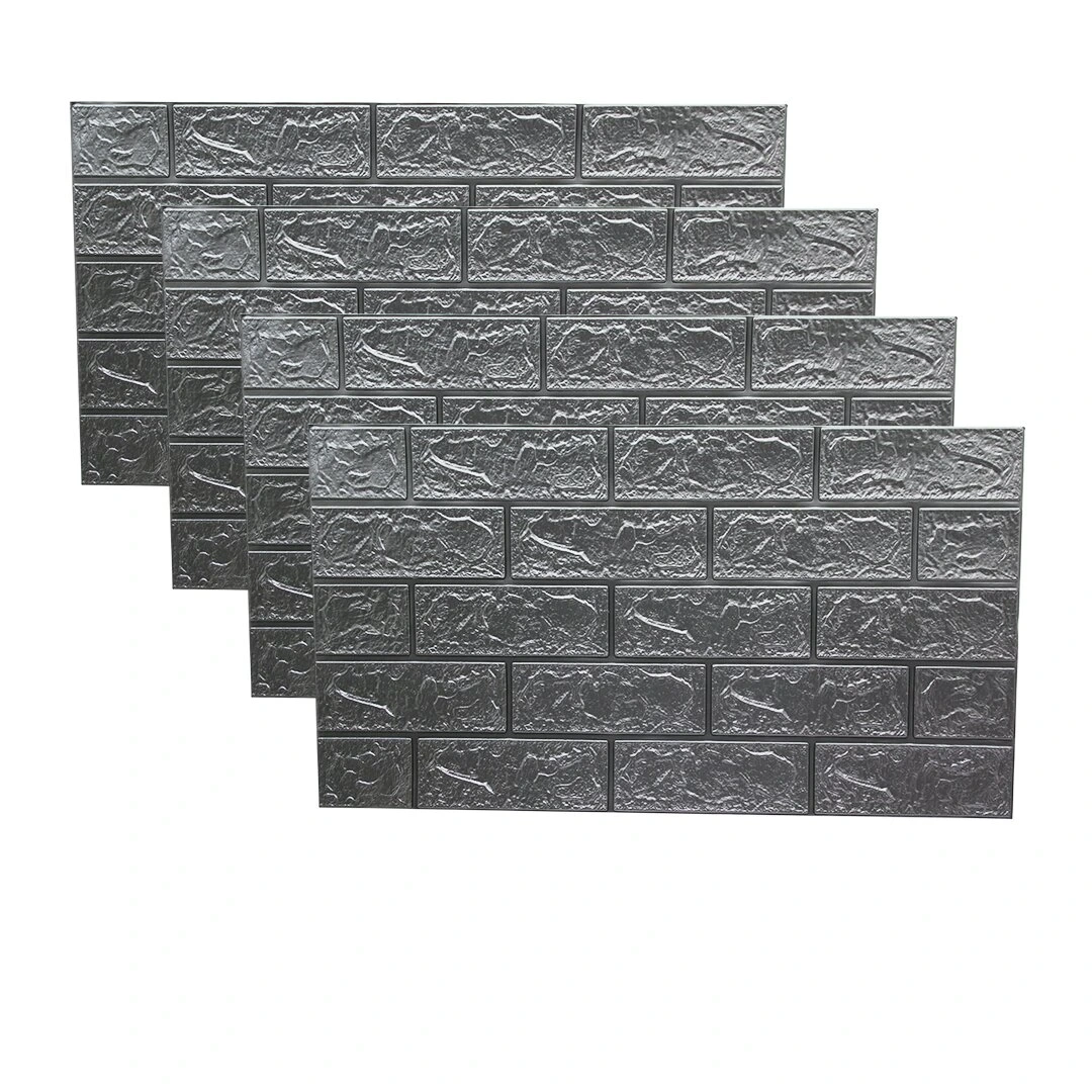 İBİCO ( KABARTMA & KÖPÜK PANEL ) ( GRİ & TUĞLA DESEN ) YAPIŞKANLI DUVAR KAĞIT ( 70X38CM )*5X70