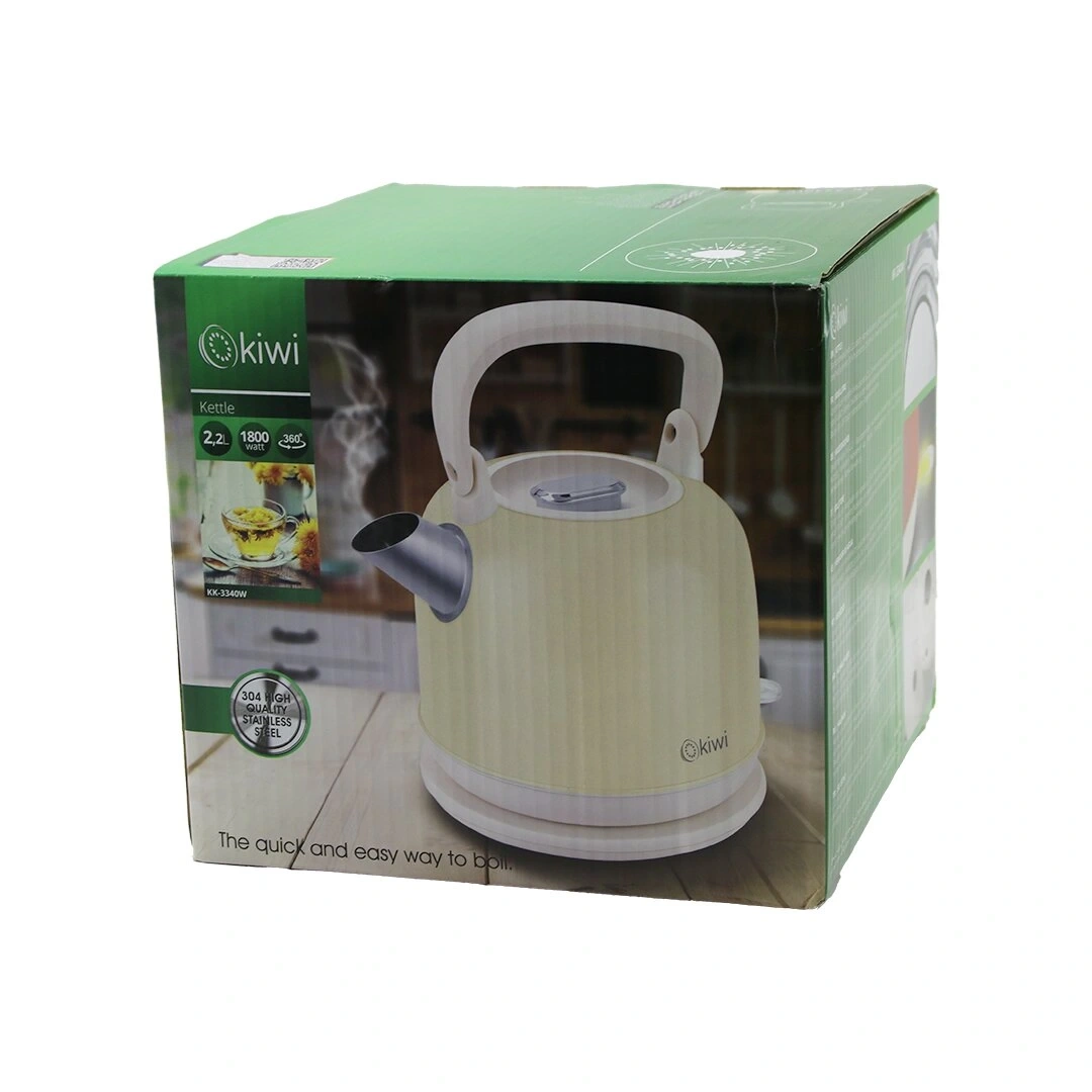 KİWİ KK-3340W (KREM) (NOSTALJİ DEMLİK MODEL) (ÇELİK) KETTLE SU ISITICI (2.2LT) (1800W) (PASLANMAZ ÇELİK GÖVDE& GİZLİ RESİZTANS)*4