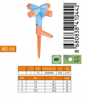 MEDALYAN MD-04 ( 4LÜ & NORMAL ) SPRINK FİSKİYE (KISA MEME)*5X15