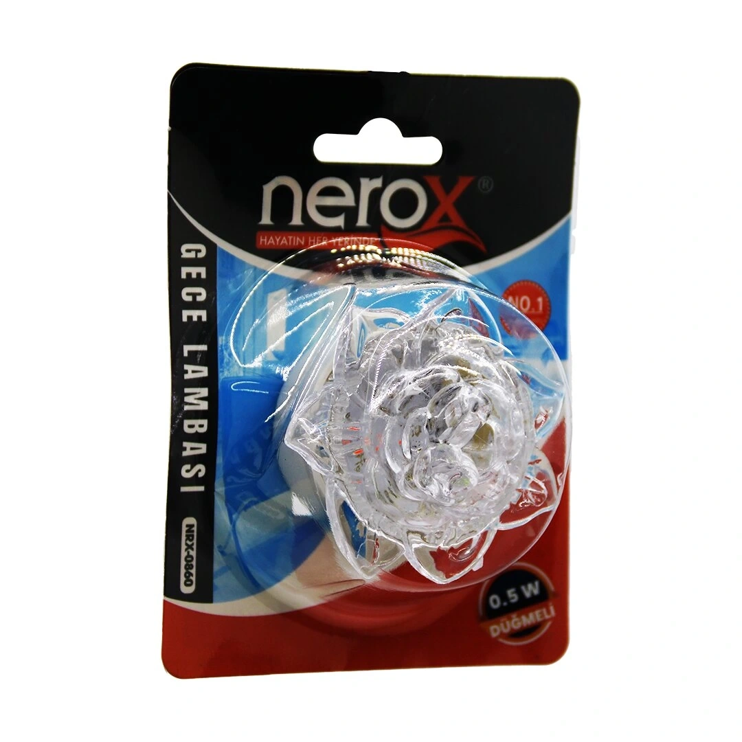 NEROX NRX-0860 ( KRİSTAL ÇİÇEK GÜLLÜ ) ANAHTARLI & DÜĞMELİ GECE LAMBASI 0.5W*10X24
