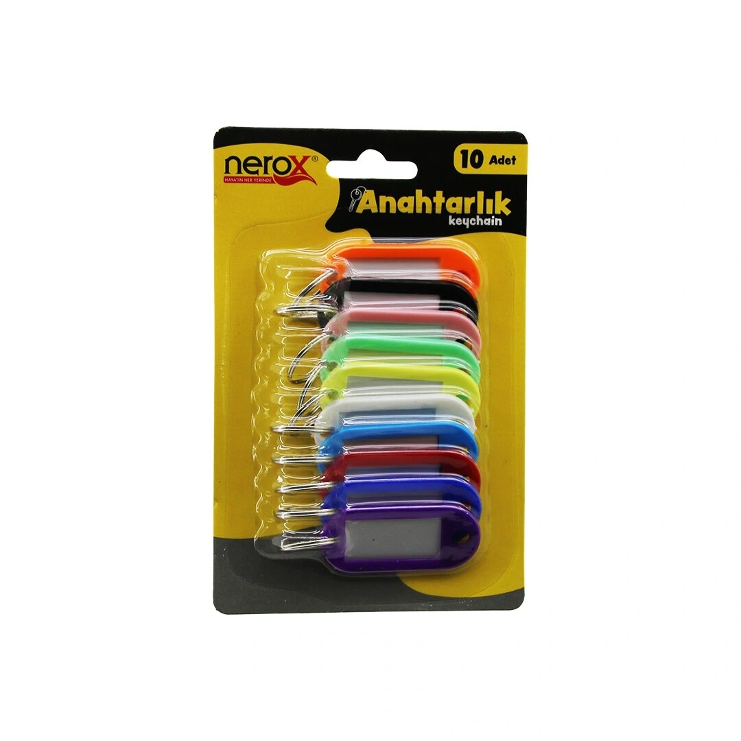 NEROX NRX-4777 ( 10PCS ) PLASTİK RENKLİ İSİMLİ ANAHTARLIK*24X10