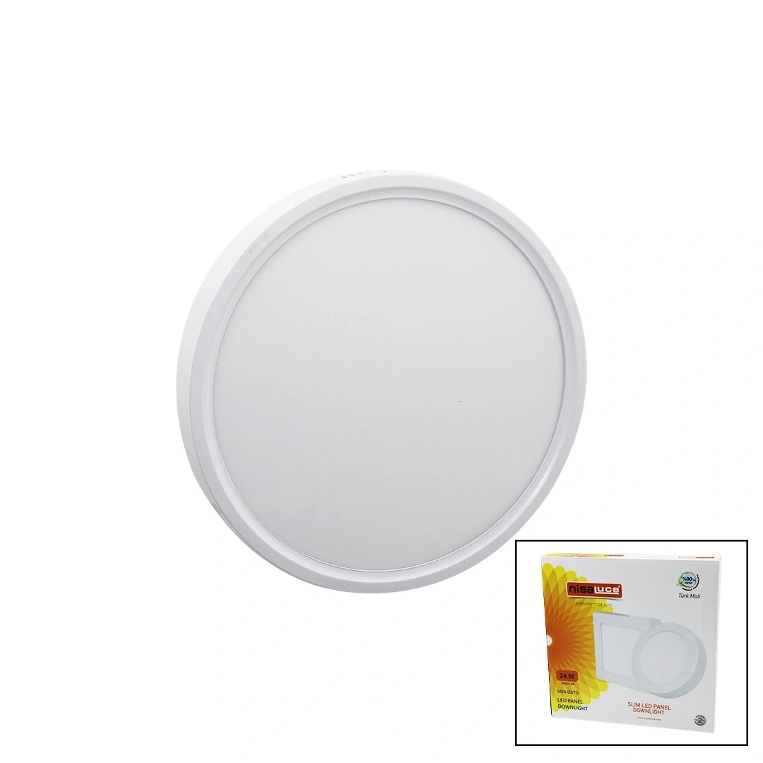NİSALUCE EPL-24SÜ (24W) (BEYAZ METAL KASA) (SIVA ÜSTÜ) (YUVARLAK) LED SLİM PANEL (1680LM) (BEYAZ=6500K) (30.000 SAAT ÖMÜR)*10