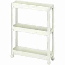 OMAŞ SLİM TEKERLİ OM-0600-3010-0268 ( 3 ( DERİN ) RAFLI & BEYAZ ) ÇOK AMAÇLI RAF ÜNİTESİ*6