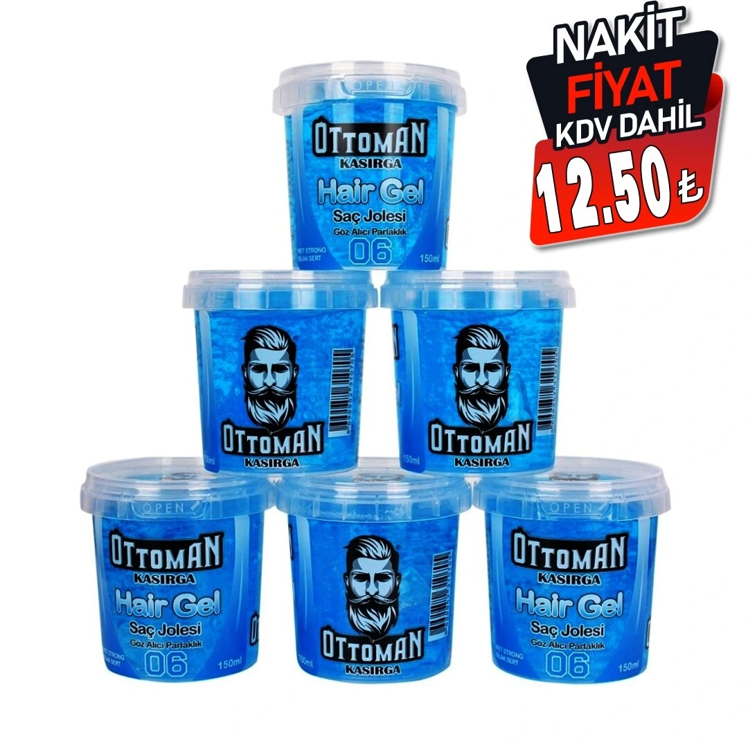 OTTOMAN KASIRGA ( 150ML ) ( MAVİ ) ( ISLAK SERT ) SAÇ JÖLESİ*6X16