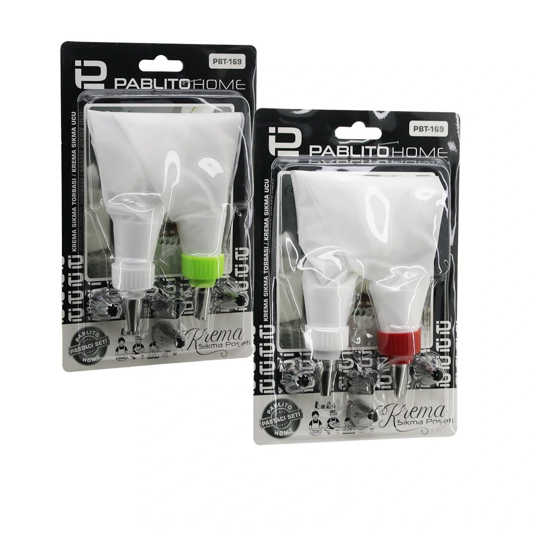 PABLİTO HOME PBT-169 (8PCS) PASTACI KREMA SIKMA SETİ ( 2AD-KREMA SIKMA TORBASI & 6AD-METAL ŞEKİLLENDİRME UÇLARI )*144
