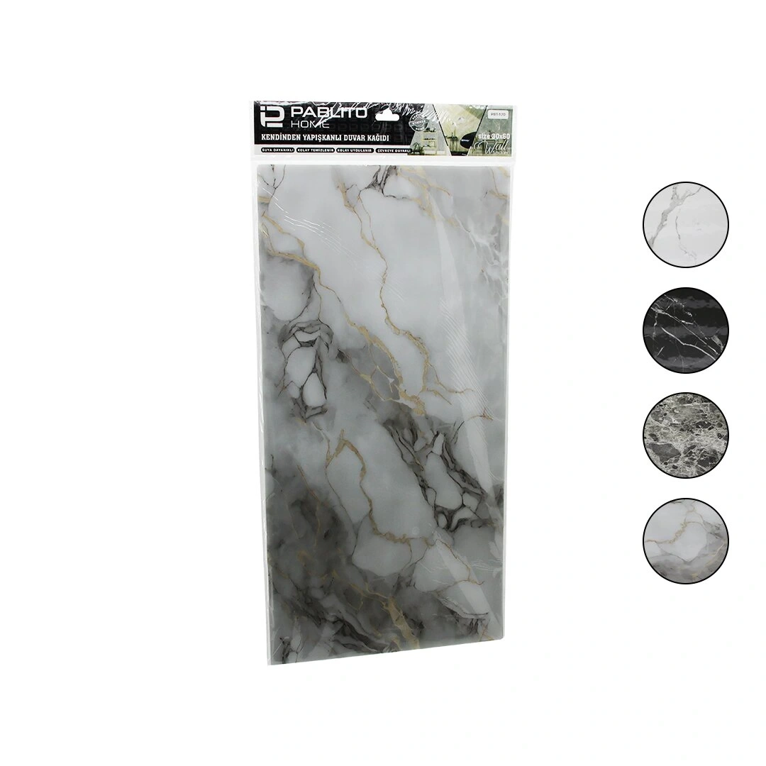 PABLITO HOME PBT-170 ( 4PCS ) ( DÜZ & KÖPÜK PANEL ) ( MİX MERMER DESEN ) YAPIŞKANLI DUVAR KAĞIT ( 30X60CM )*60=K